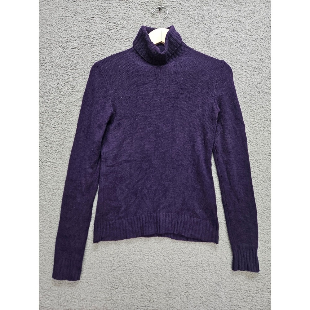 Ralph Lauren Black Label Sweater M Purple Cashmere Turtleneck Quiet Luxury FLAW